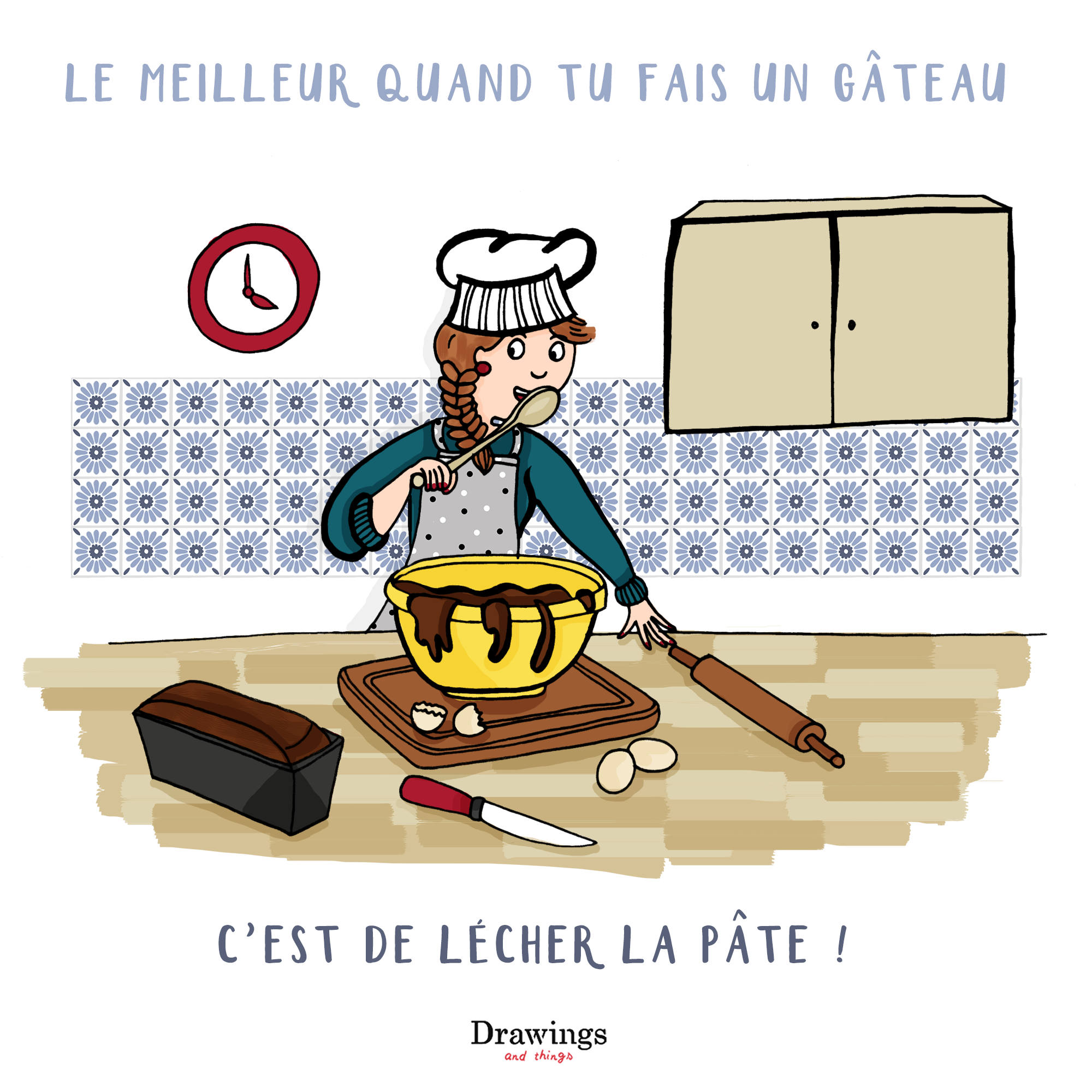 Lecher une pâte à gateau - Illustration by Drawingsandthings.com