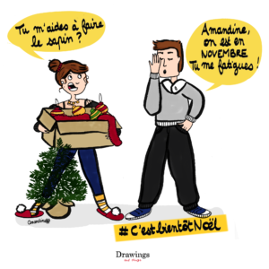 C'est bientôt Noël - Faire le sapin - Illustration - Drawings and things