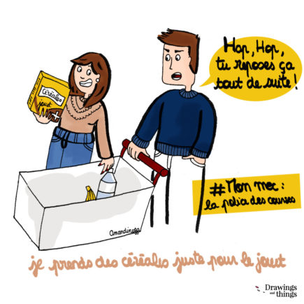 Faire les courses et acheter des céréales juste pour le jouet - Illustration-by Drawingsandthings