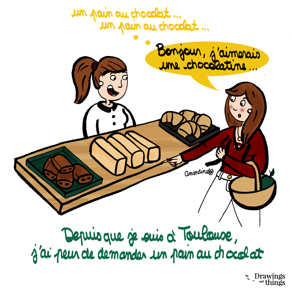 Pain au chocolat ou chocolatine - Illustration-by Drawingsandthings