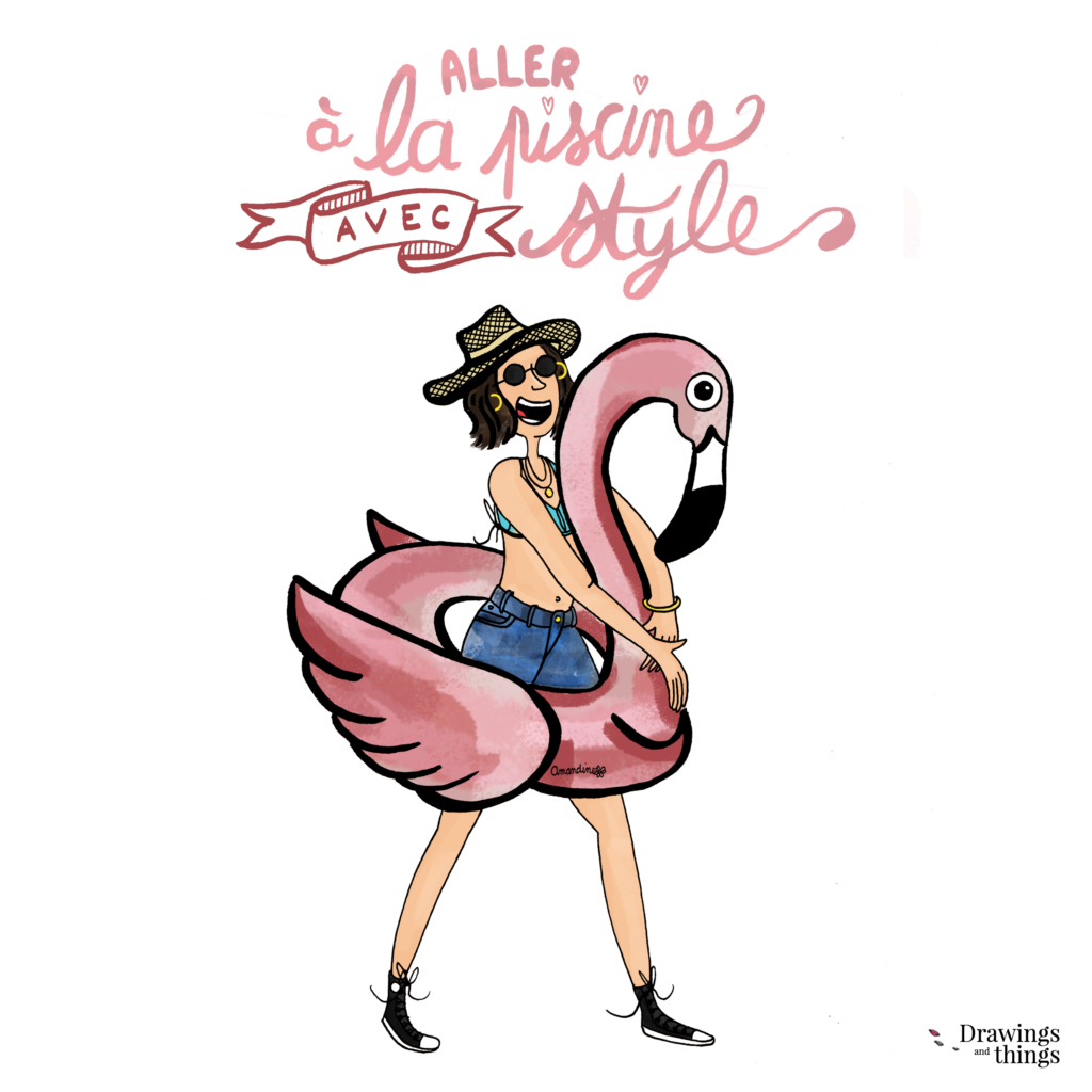 Aller à la piscine avec style - drawings and things