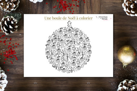 Coloriage - Boule de Noël - Printable by Drawingsandthings