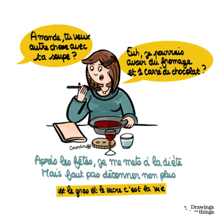 Après les fêtes, je me mets à la diète_ Illustration by Drawingsandthings, un blog lifestyle illustré