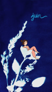 Drawingsandthings-Calendrier-Juin-2023-Phone-Iphone HD Fond d'écran pour téléphone en cyanotype gratuit