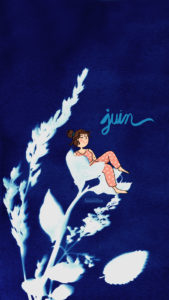 Drawingsandthings-Calendrier-Juin-2023-Phone-Iphone HD Fond d'écran pour téléphone en cyanotype gratuit