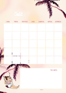 Téléchargez gratuitement un calendrier à personnaliser pour le mois d'aout 2023