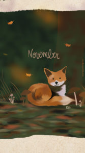 Autumn fox illustration — portrait phone wallpaper created on Procreate by Drawings And Things.