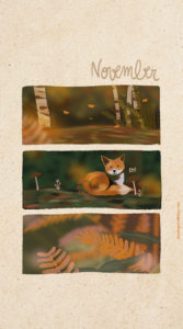 Autumn fox illustration — portrait phone wallpaper created on Procreate by Drawings And Things.